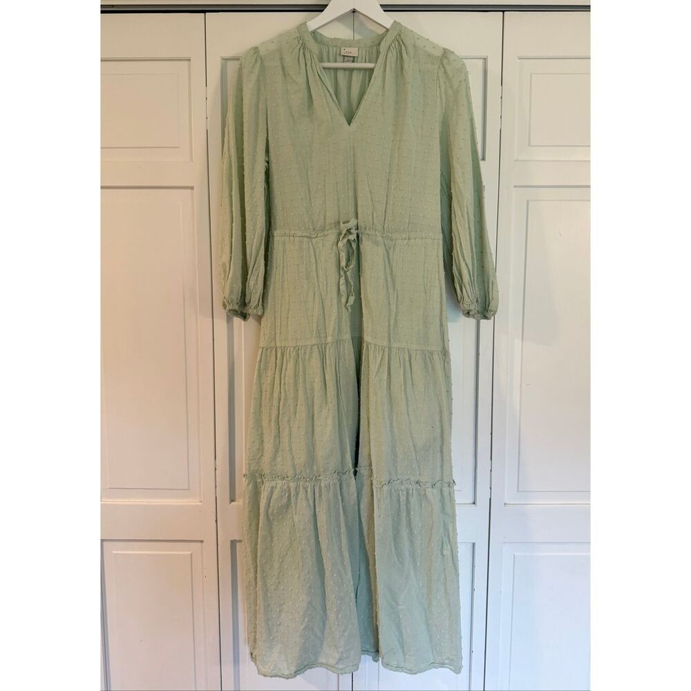 A New Day Swiss green dot maxi dress size small - Picture 3 of 9